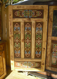 yurt door with mongolian traditional patterns